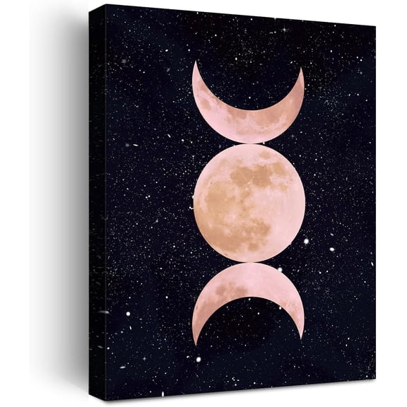 VELVET Pk Moon Wall Art Decor,Pk Moon Phases Canvas Poster Prt for Home Livg Room Dorm Wall Decor 8x10inch Unframed