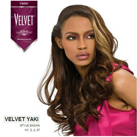 VELVET REMI YAKI 100% HUMAN HAIR WEAVE EXTENSION BY OUTRE REMY YAKY 10S"-14" [2 Dark Brown; 10"]