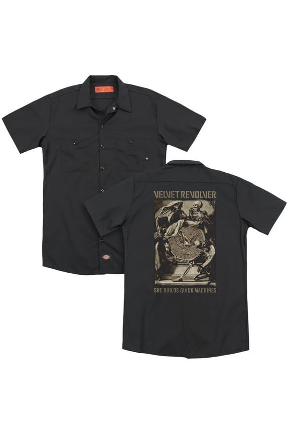 VELVET REVOLVER/QUICK MACHINES(BACK PRINT) - ADULT WORK SHIRT - BLACK - XL