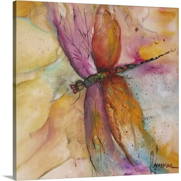VELVET Radiant Dragonfly Canvas Wall Art Print by May Art, Contemporary, Home Decor, Bug, Wildlife Artwork, 10x8inch Unframed