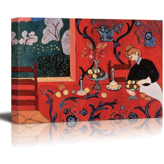 VELVET Red Room Harmony in Red by Henri Matisse Giclee Canvas Prints Wrapped Gallery Wall Art | Stretched and Ready to Hang 10x8inch Unframed