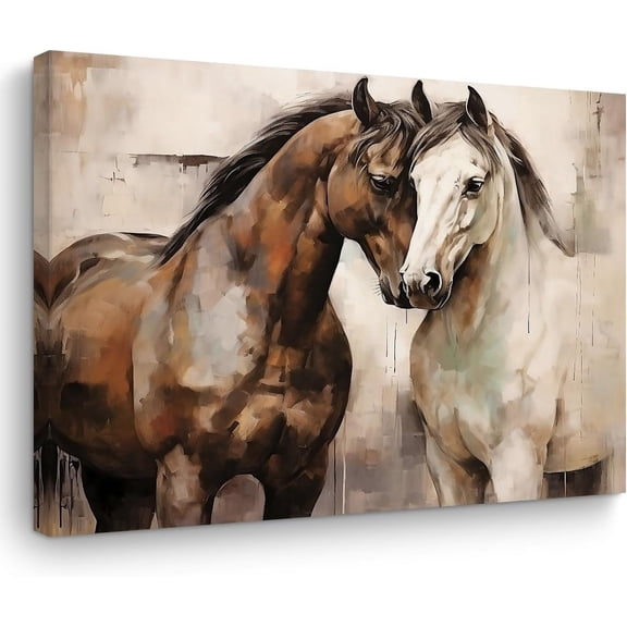 VELVET Retro Horse Decor Canvas Wall Art - Vtage Country Horse Stuff - Poster Prts for Home, Farmhouse, Bathroom, Bedroom, Livg Room - 18x12inch Framed