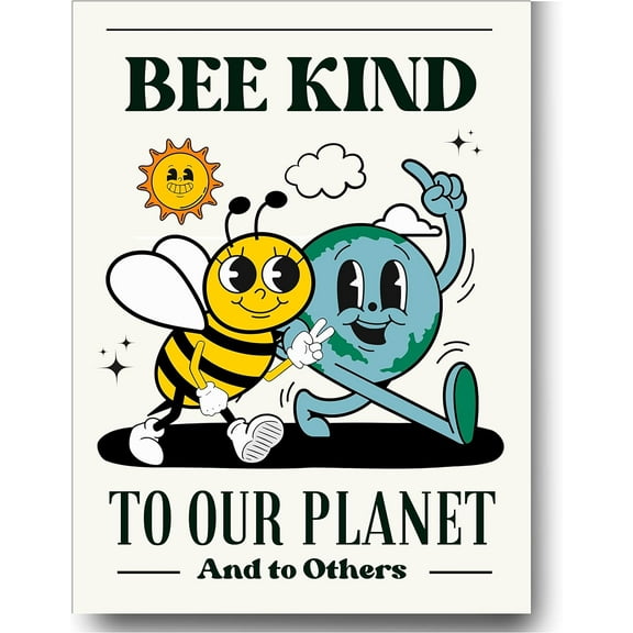 VELVET Retro Positive Posters for Room Aesthetic Wall Art Prt, Cute Retro Be Kd Kdness 70‘s Posters For Classroom, Room, Bedroom,Positivity Poster for Kids Teens and Adults 8x10inch Unframed