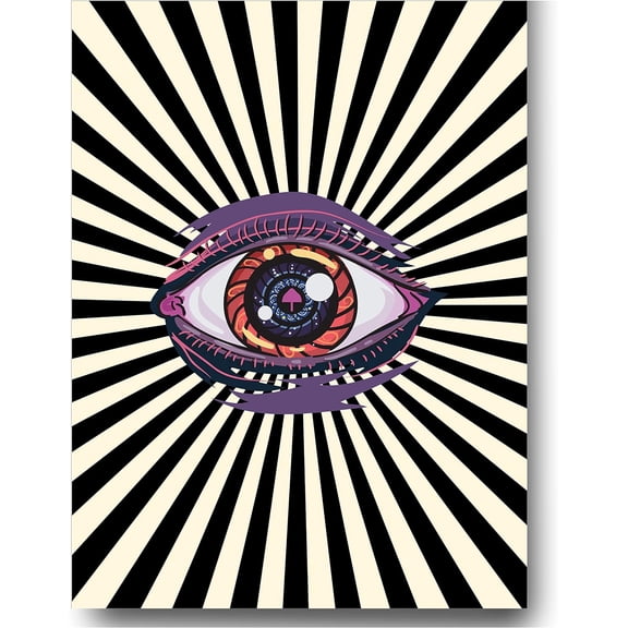VELVET Room Décor Aesthetic Eye Poster, Cool Hippy Vtage Retro Wall Art Prt, Funky Room Décor Poster Prt 70s 80s Poster for Dorm, Bedroom, Apartment Wall Decor 16x20inch Framed