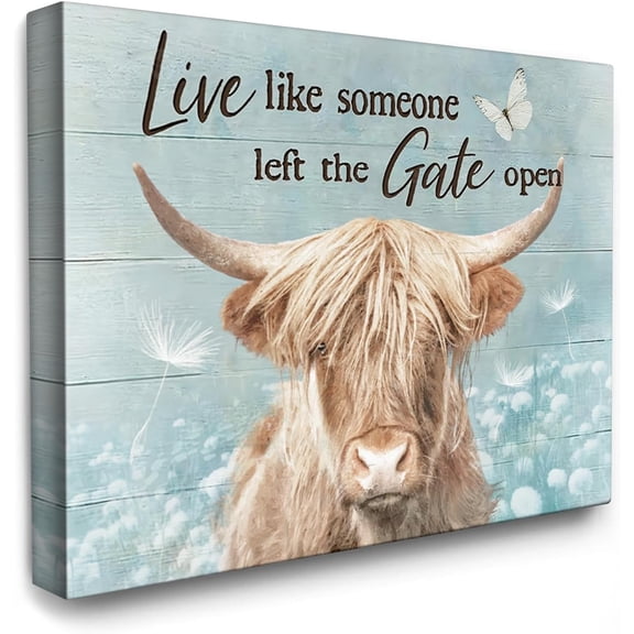 VELVET Rustic Highland Cow Wall Art Canvas Cute Cattle Bathroom Patg Wall Decor Farmhouse Poster Home for Livg Room Bedroom Bathroom Decoration 20x16inch Framed