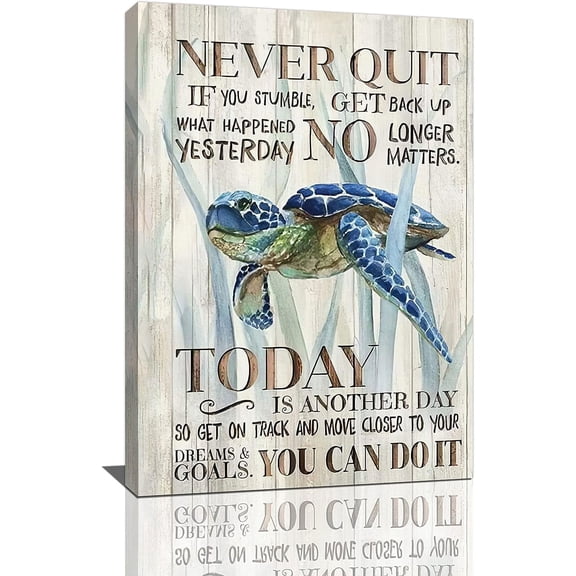 VELVET Sea Turtle Bathroom Wall Art Seaweed Pictures Wall Decorspirational Quotes Canvas Painting Print Artwork Modern Home Decor for Living room Bedroom Bathroom 12x16inch Framed