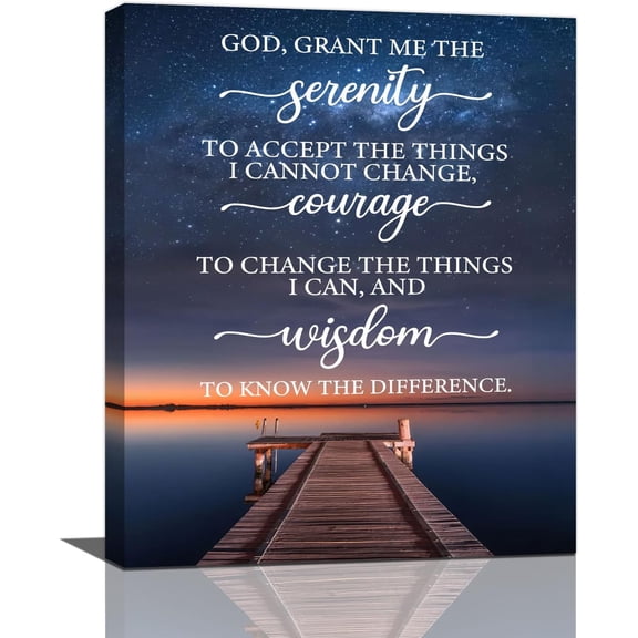 VELVET Serenity Prayer Wall Art Christian Scripture Wall Decor Starry Night Sky Bridge Pictures Religious Canvas Print Painting Artwork for Bathroom Office Prayer Room Living Room 11x14inch Framed