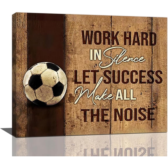 VELVET Soccer Wall Art Excitation Sports Wall Decorspirational Quotes Pictures Canvas Print Painting Artwork Home Decorations for Soccer Player Bathroom Bedroom Living Room 14x11inch Framed