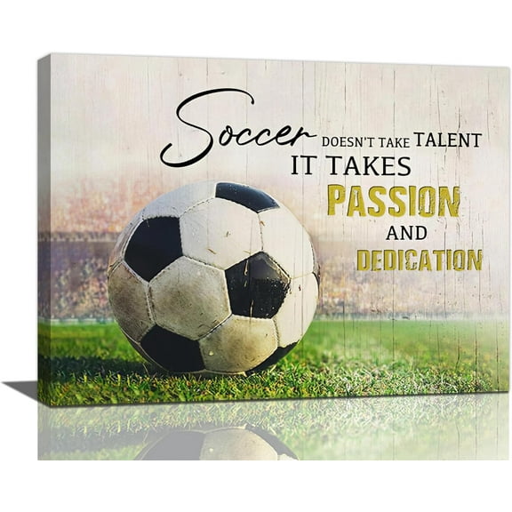 VELVET Soccer spirational Wall Art Soccer Boys Room Pictures Wall Decor Motivational Sports Theme Canvas Prt Patg Modern Home Artwork For Dormitory Bedroom Office 10x8inch Framed