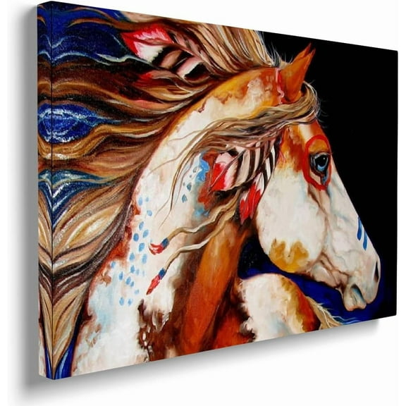 VELVET Southwestern Horse Wall Decor Native Americandian Wall Art Pictures Canvas Poster Prints 14x11inch Framed