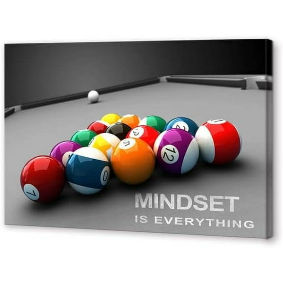 VELVET Sport Canvas Wall Art Billiard Black and White Pool Table Pictures Motivational Snooker Pool Table Close up Picture Prt for Game Room Club Bar Home Decor- 18x12inch Framed