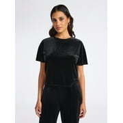 Sofia by Sofia Vergara Women's and Women's Plus Size Boyfriend Velvet Tee, Sizes XS-4X