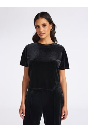 Sofia by Sofia Vergara Women's and Women's Plus Size Boyfriend Velvet Tee, Sizes XS-4X