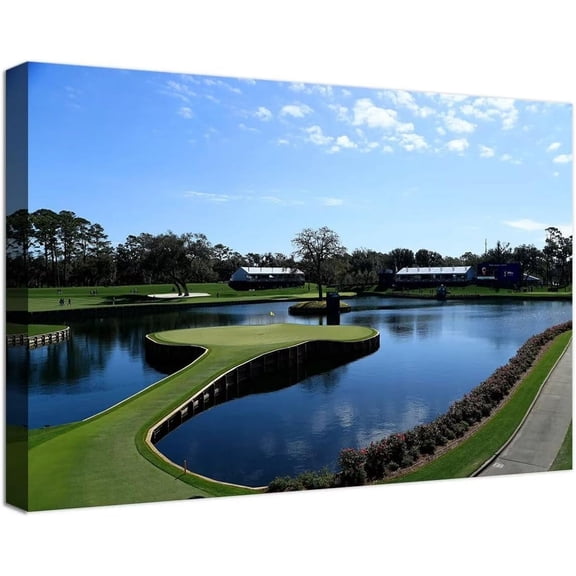 VELVET TPC Sawgrass Golf Course Wall Art for Livg Room Bedroom Office Wall Decor - USA Golf Course Picture Poster Artwork Canvas Prts Golf Art Ready to Hang 18x12inch Framed