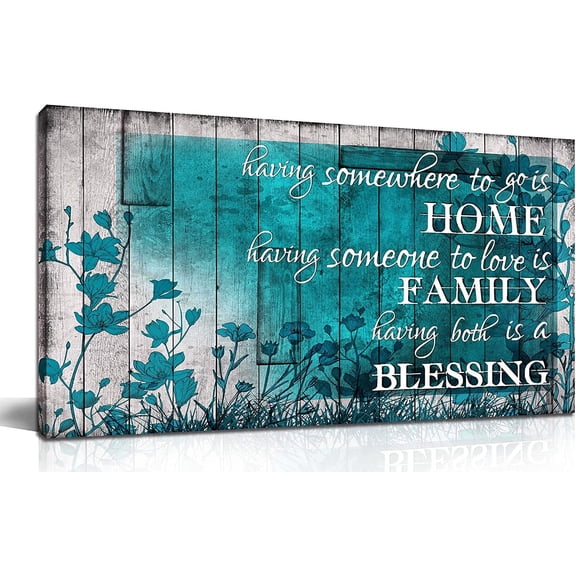 VELVET Teal Wall Art for Livg Room Large - Flower Wall Decor for Bedroom - Positive Quotes Wall Decor Ready to Hand 10x8inch Framed