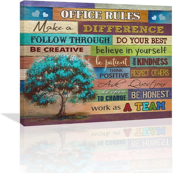 VELVET Teamwork Canvas Wall Art Inspirational Office Motivational Quotes Wall Decor 10x8inch Framed