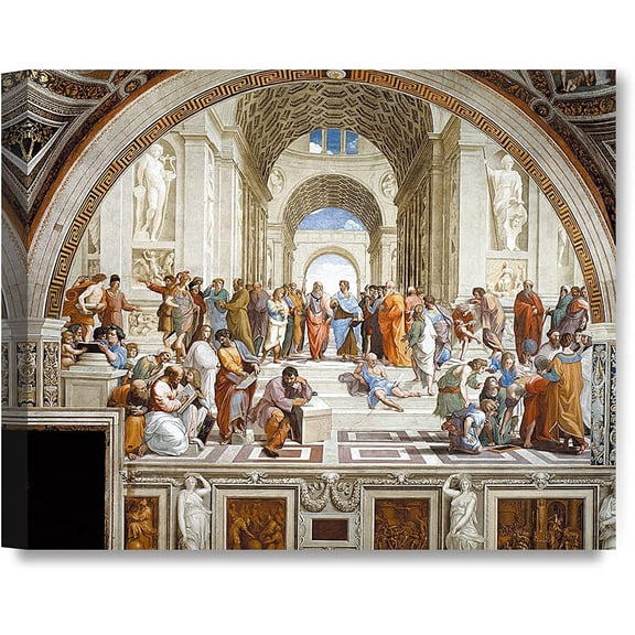 VELVET - The School of Athens, Raphael Art Reproduction. Giclee Canvas Prts Wall Art for Home Decor 10x8inch Unframed