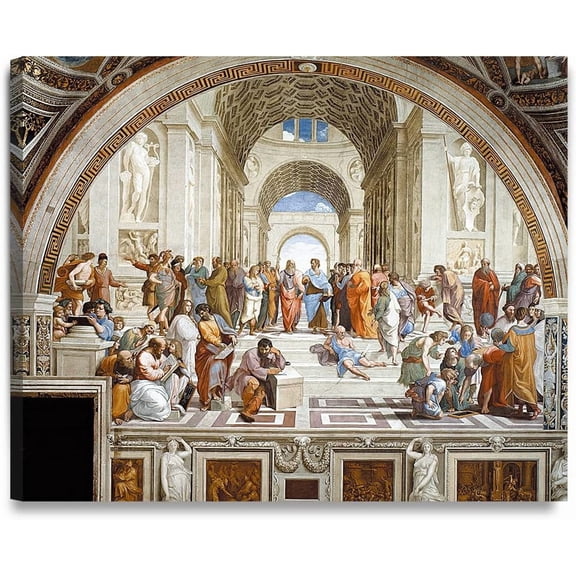 VELVET - The School of Athens by Raphael Art Reproduction. Giclee Prts Acid Free Cotton Canvas Wall Art for Home Decor 10x8inch Unframed