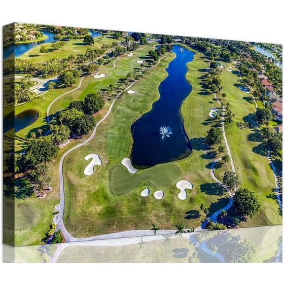 VELVET WESTON FL USA Golf Course Wall Art for Office Golf Course Picture Wall Decor for Livg Room Bedroom Bathroom Home Decorations Canvas Prts Modern Artwork Ready to Hang 10x8inch Framed