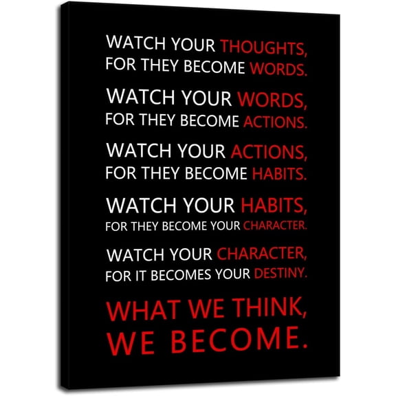 VELVET Watch Your Thoughtsspirational Wall Art for Office Classroom Motivational Canvas Paintingspiring Quotes Posters Prints Artwork Living Room Home Decor Ready to Hang 8x10inch Framed