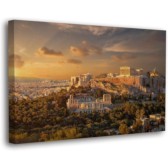 VELVET World's Heritage Famous Places Canvas Wall Art, Scenic Posters, Modern Landscapes Home Decor (01 AthensGreece,- Ready to Hang) 10x8inch Framed
