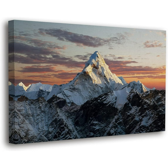 VELVET World's Heritage Famous Places Canvas Wall Art, Scenic Posters, Modern Landscapes Home Decor (10 Everest Base Camp - Nepal, - Ready to Hang) 18x12inch Framed