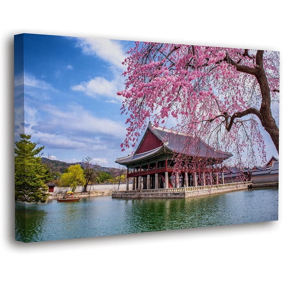 VELVET World's Heritage Famous Places Canvas Wall Art, Scenic Posters, Modern Landscapes Home Decor (11 Gyeongbokgung- Seoul - South Korea, - Ready to Hang) 24x20inch Framed