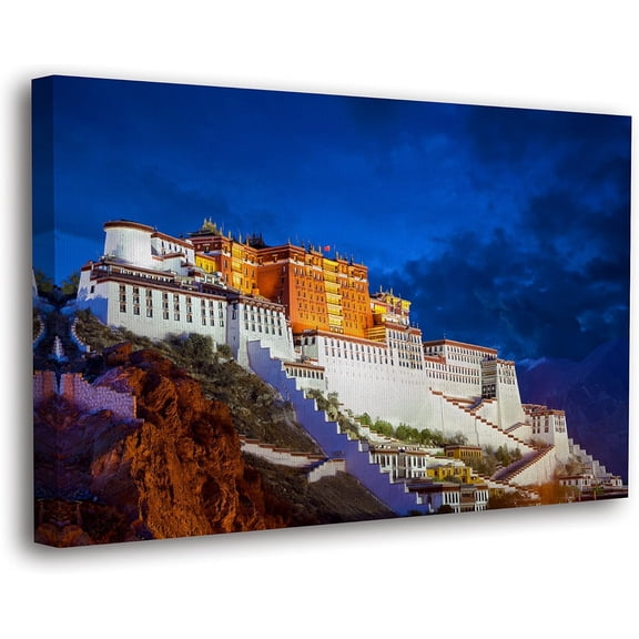 VELVET World's Heritage Famous Places Canvas Wall Art, Scenic Posters, Modern Landscapes Home Decor (16 Lhasa - Tibet,- Ready to Hang) 10x8inch Framed