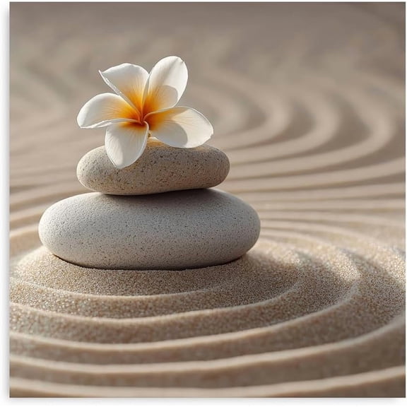 VELVET Zen Stone and Sand Prts Canvas Art Spa Stone Artwork Relax Zen Spa Meditation Room Decor 8x10inch Framed