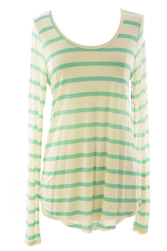 by Graham & Spencer Women's Striped Long Sleeve Rayon Tee Small Teal