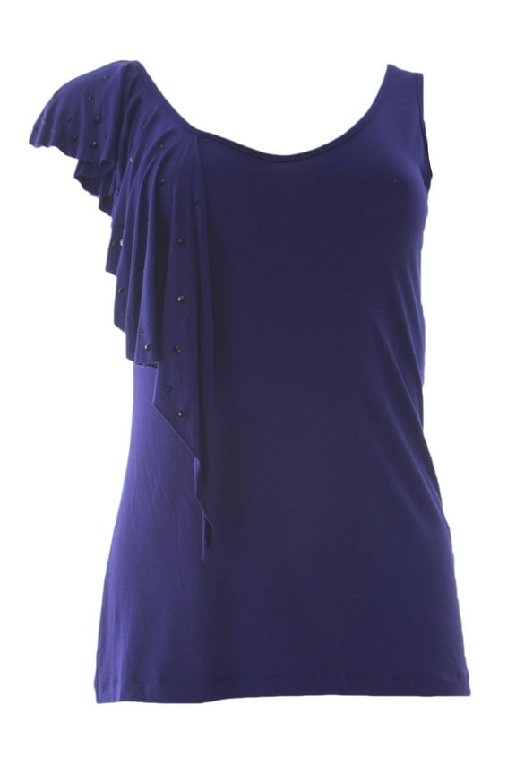 by Graham & Spencer Women's Studded Detail Rayon Top Petite Plum