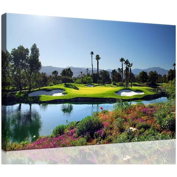 VELVET dian Wells Golf Course Wall Art Picture Golf Course Poster Wall Decor for Livg Room Bedroom Home Decorations Golf Artwork Canvas Prts Ready to Hang 10x8inch Framed