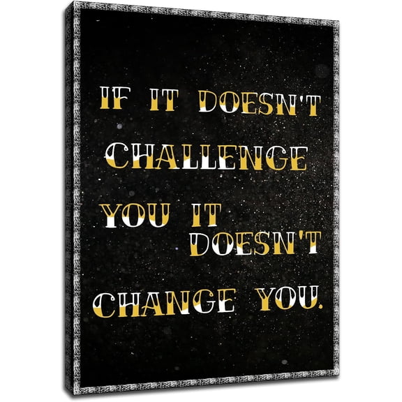 VELVET spirational Canvas Patg Wall Art Challenge Positive Quote Wall Art Black Background Starry Sky Poster Motivational Artwork Prts Picture for Home Office Wall Decor 8x10inch Framed