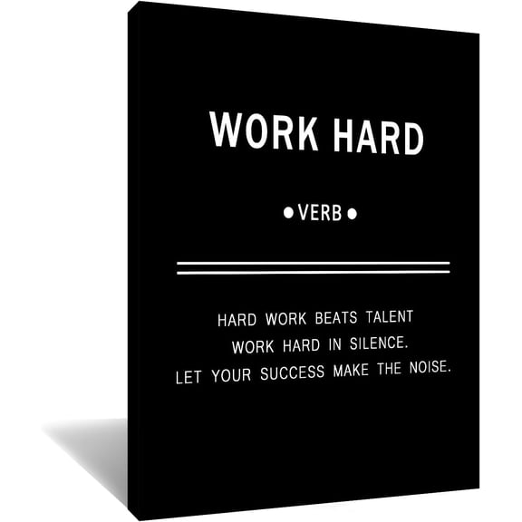 VELVET spirational Canvas Wall Art Motivational Work Hard Positive Quotes Office Home Livg Room Wall Decor Canvas Prts Wooden Animal Picture Artwork Stretched 8x10inch Framed