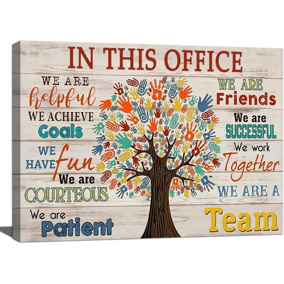 VELVET spirational Wall Art for Office This Office We Are A Team Canvas Wall Decor Motivation Positive Quotes Wall Decor Colorful Tree Signs Patg Prts Artwork for Home Office 10x8inch Framed