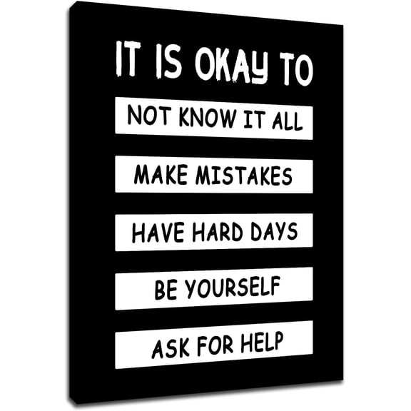 VELVET Positive Quotes Canvas Poster It Is Okay To Be Yourself spirational Wall Art Motivational Classroom Wall Decor Picture Prt for Home Livg Room Office Ready to Hang Artwork 16x24inch Framed
