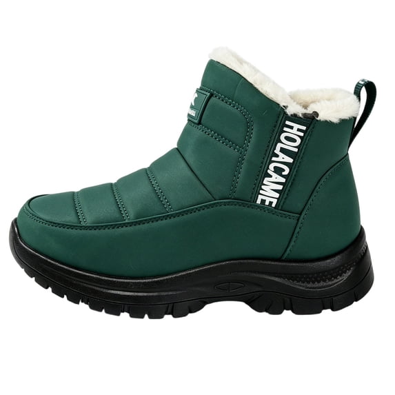 VELXRUN Women's Winter Snow Boots Warm Fur Lined Waterproof Cold Weather Boots Anti-Slip Insulated Winter Boots for Outdoor Hiking Walking Green