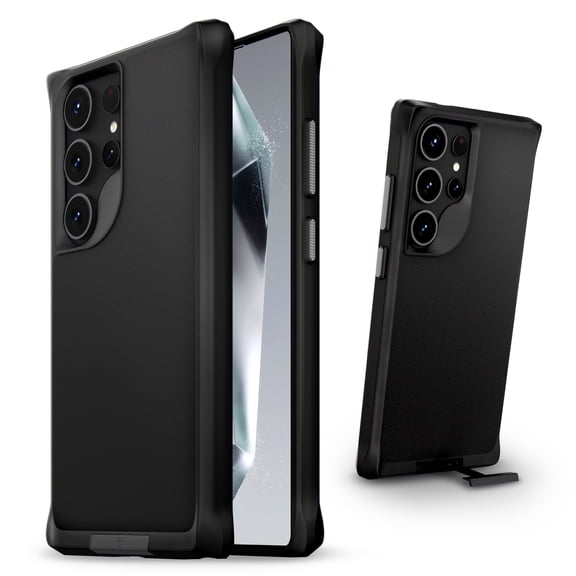 VENA Full Body Protection Case for Samsung Galaxy S24 Ultra Cover with Hidden Kickstand (Military Grade Drop Protection) Shockproof Case - Black