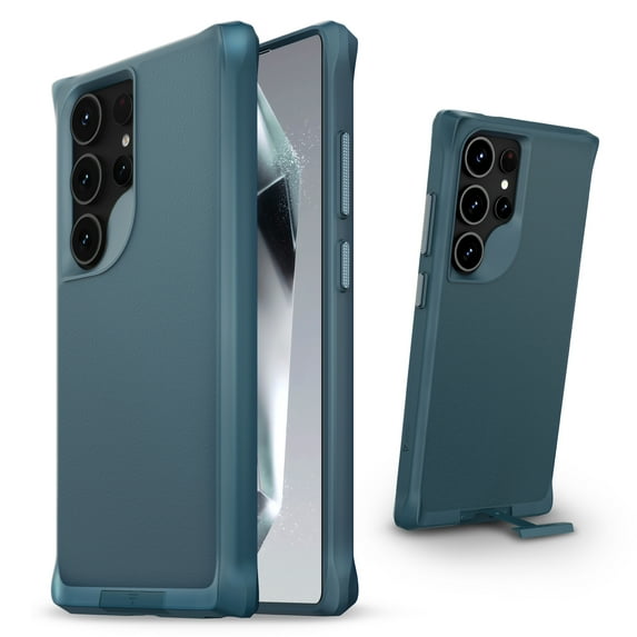 VENA Full Body Protection Case for Samsung Galaxy S24 Ultra Cover with Hidden Kickstand (Military Grade Drop Protection) Shockproof Case - Teal Gray