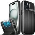 thumbnail image 1 of VENA vCommute Wallet Case Compatible with Apple iPhone 15 (6.1"), (Military Grade Drop Protection) Flip Leather Cover Card Slot Holder with Kickstand - Space Gray / Black, 1 of 10