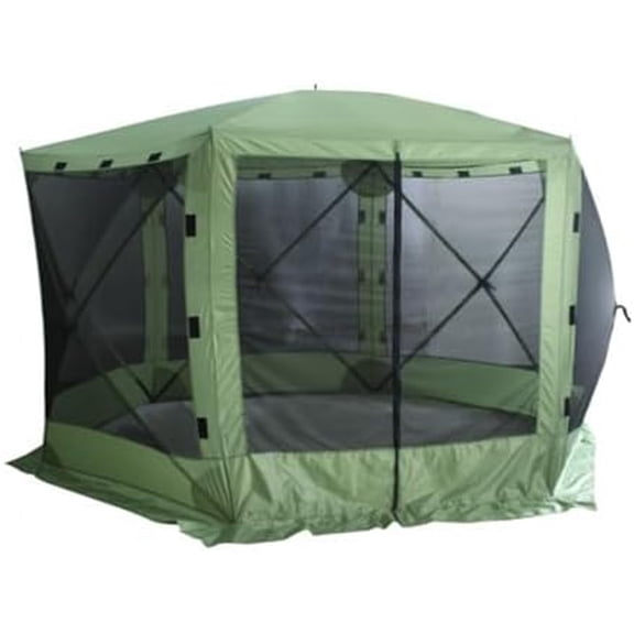 VENATIC Pop-Up Portable Screen Tent, 5-Sided Hub Gazebo, 4 Person Screen House, Easy Install Canopy, Green$$Garden &