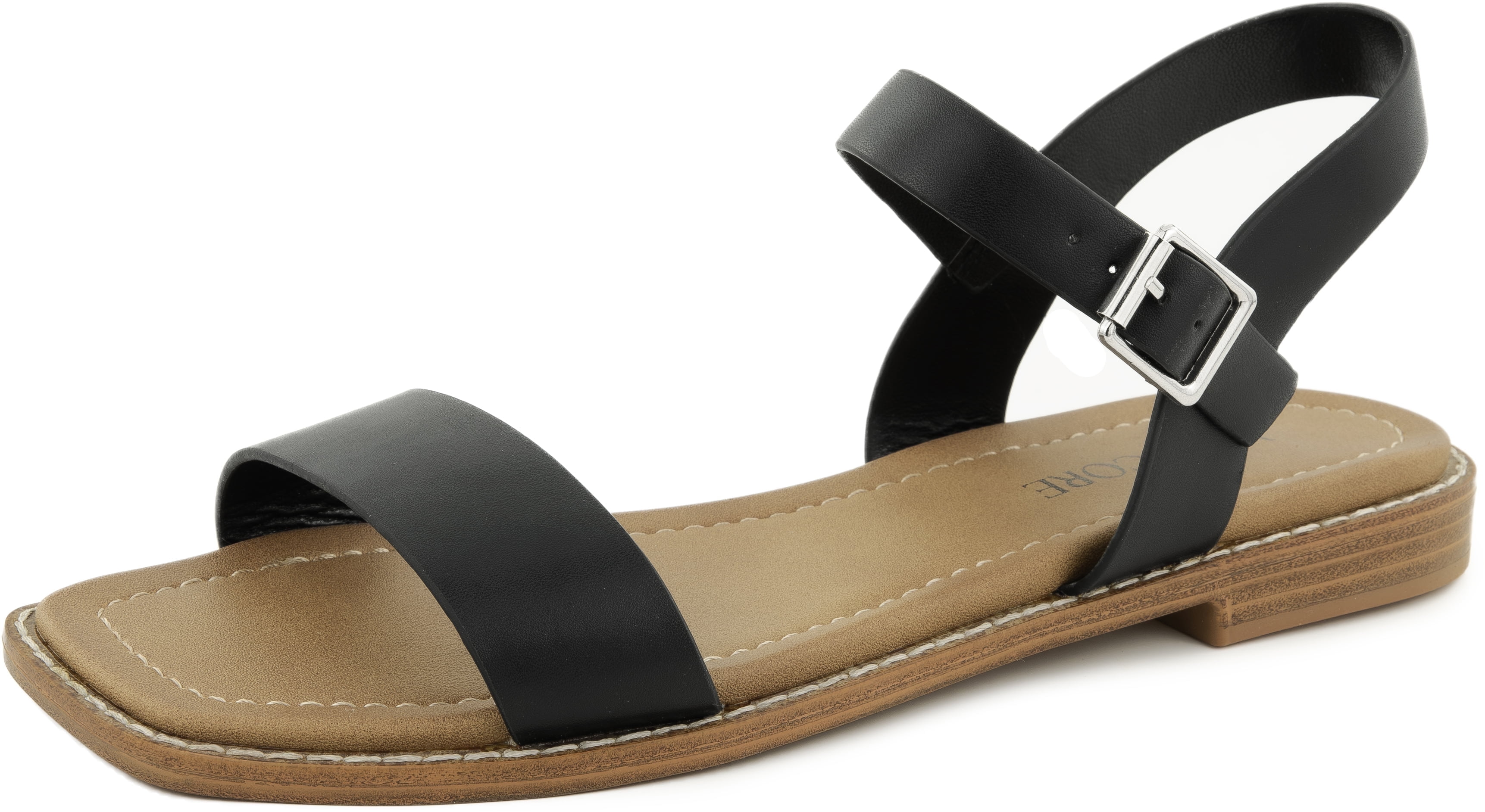 VENECORE Calie 2 Strap Sandals for Women - Comfortable Summer Flat Sandals, Black, US 8M ...
