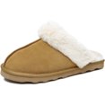 thumbnail image 1 of VENECORE Emma Women's Winter Fur Slippers Genuine Suede Fluffy Faux Fur Memory Foam Cushion, Indoor and Outdoor, Chestnut, US 11M, 1 of 9