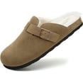 thumbnail image 1 of VENECORE Erica Women's Cork Footbed Clogs Genuine Soft Suede Faux Fur Lined Comfort Mule Slide Shoes, Brown, US 10M, 1 of 15