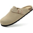 thumbnail image 1 of VENECORE Luna Women's Suede Clogs Leather Mules Cork Footbed Sandals Potato Shoes with Arch Support, Light Brown, US 11M, 1 of 9