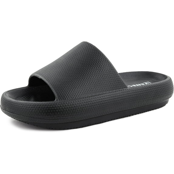 VENECORE Nube Pillow Slippers For Women and Men House Shoes, Shower Slide, Cloud Slippers, Bathroom Shoes Cushioned Thick Sole Beach Sandals, Lightweight Non-Slip Sandals, Black, 280