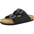 thumbnail image 1 of VENECORE Verano Women's Cork Footbed Sandals Summer Comfortable Cushioned Slide Flat Slip-on, Black, US 5M, 1 of 7