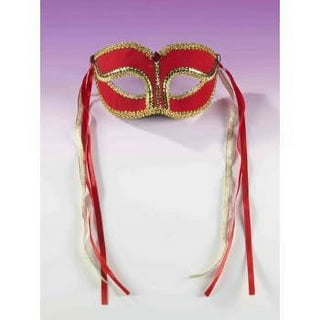 White Red with Hearts Cat Masquerade Mardi Gras Venetian Mask