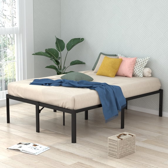 VENI 18" Heavy Duty Rounded Edge Bed Frame with Steel Slats Large Storage , King