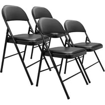 VENI 4-Pack Vinyl-Padded 30" Metal Folding Steel Chairs  Adult Foldable Chair 4 Pack, Black
